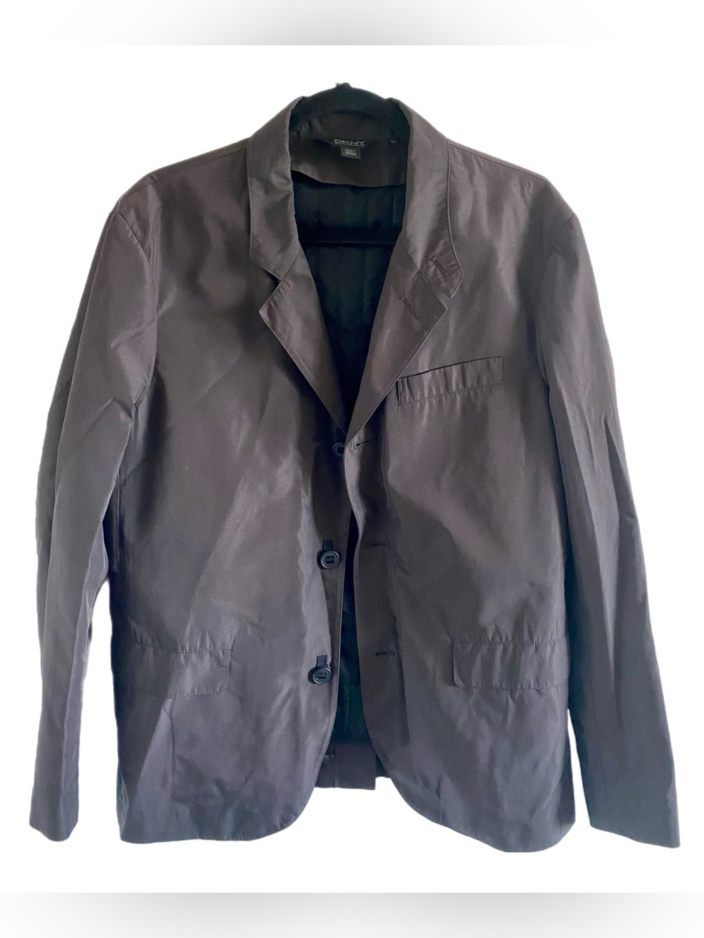 DKNY Men's Casual Blazer Jacket, Metallic Dark Gray, Size M
